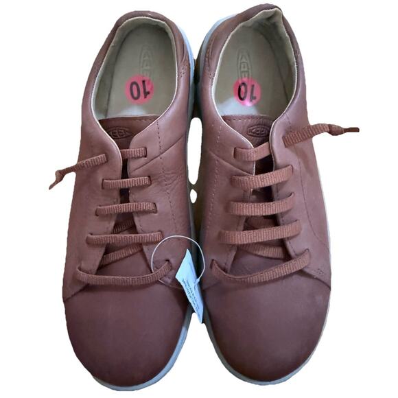 NWT KEEN Men’s KNX Leather Tortoise Shell Plaza Taupe Lace Up Sneakers Size 10M